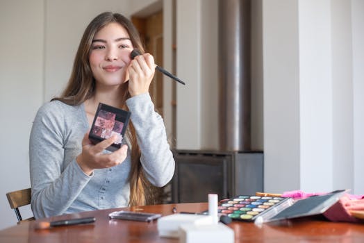 beauty blogger applying makeup
